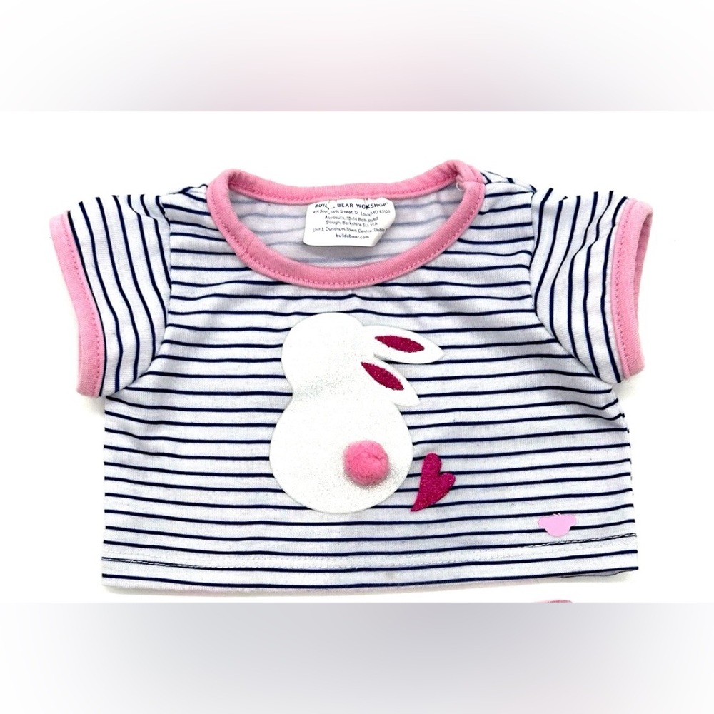 Build A Bear Stripey Stripes Bunny Rabbit T Shirts Outfit Easter Gift RARE HTF